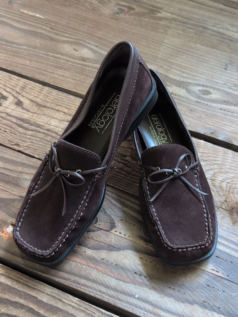 Aerology Dark Brown Suede Slip-On Moccasin Loafers 7.5